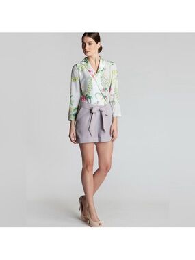 Ted Baker Sage Green, White And Gray  Botanical Floral Romper
